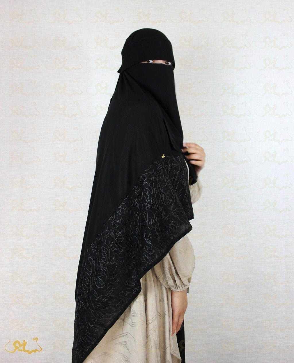 Black Branches Scarf Hijab - fusionstore.ae