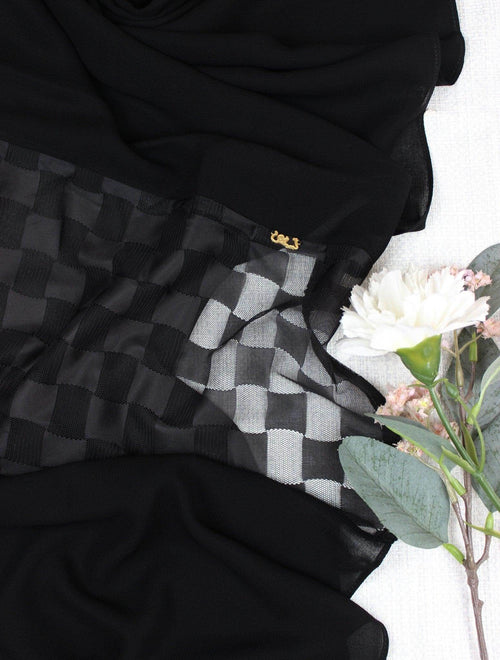 Checkered See Through Lace Hijab - fusionstore.ae
