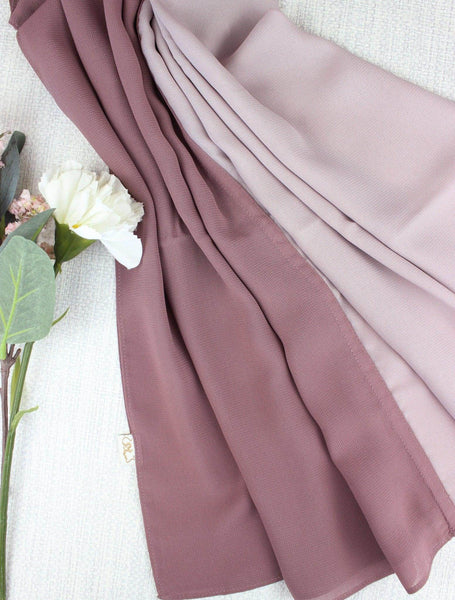 Dusty Mauve X Light Mink Scarf Hijab - fusionstore.ae