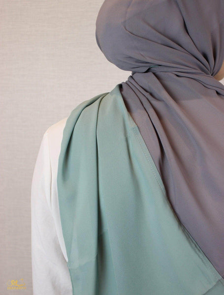 Dusty Mint X Light Grey Scarf Hijab - fusionstore.ae