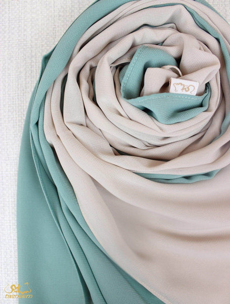 Dusty Mint X Soft Beige Scarf Hijab - fusionstore.ae