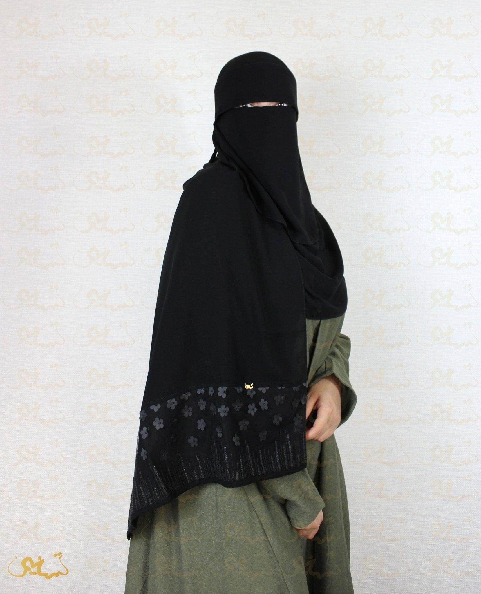 Flowers and Sequins Hijab - fusionstore.ae