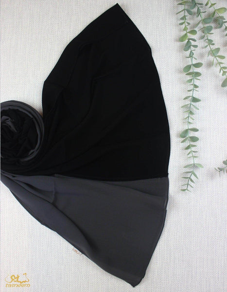 Grey X Black Scarf Hijab - fusionstore.ae