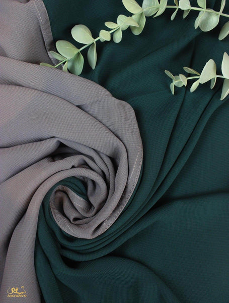 Hunter Green X Light Grey Scarf Hijab - fusionstore.ae