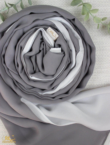 Light Grey X White Scarf Hijab - fusionstore.ae