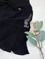 Pleated Lace Border Hijab - fusionstore.ae
