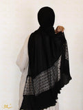 Pleated Lace Border Hijab - fusionstore.ae
