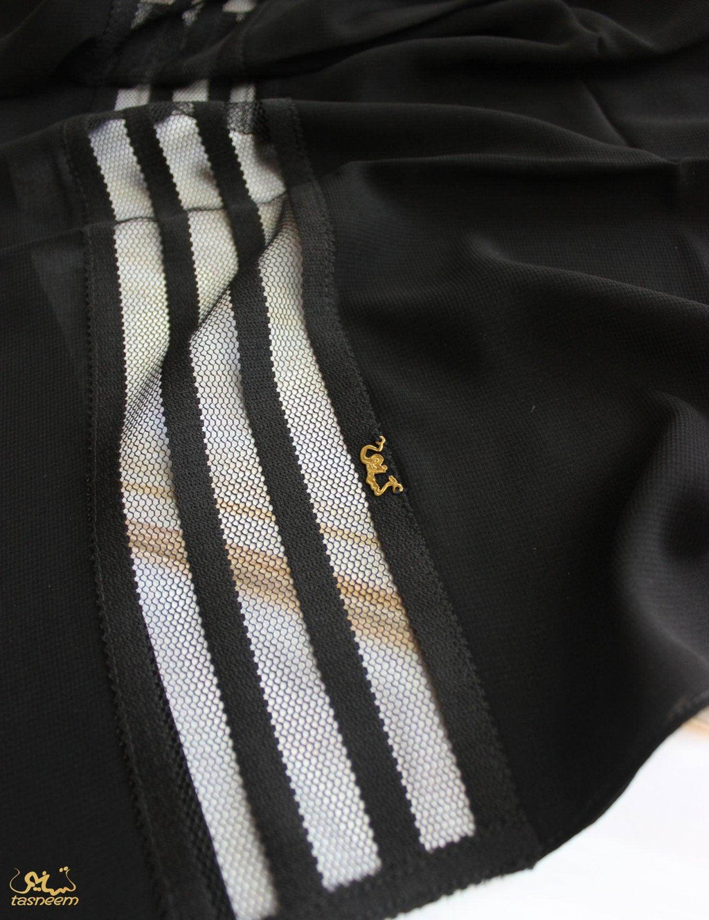 See Through Striped Lace Hijab - fusionstore.ae