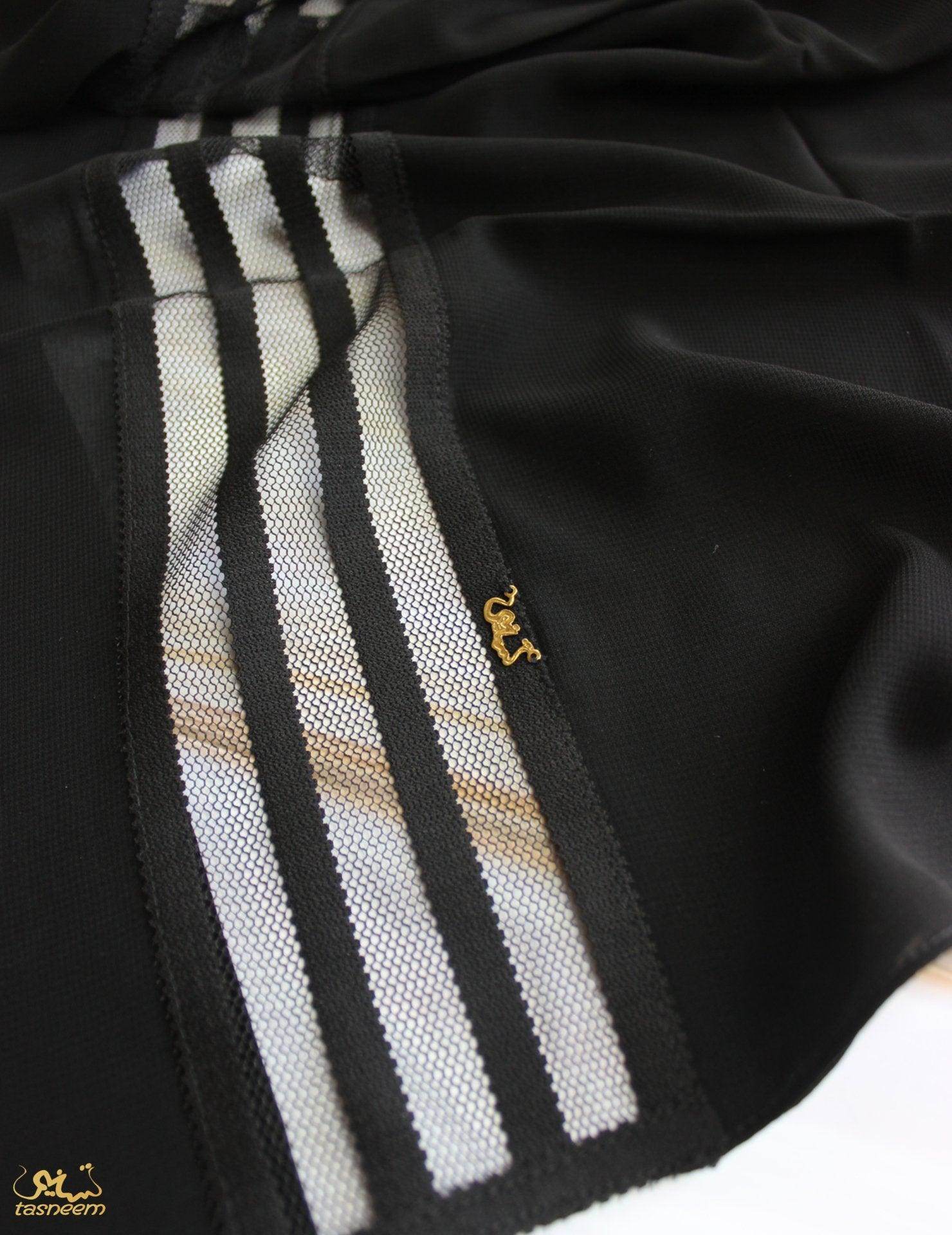 See Through Striped Lace Hijab - fusionstore.ae