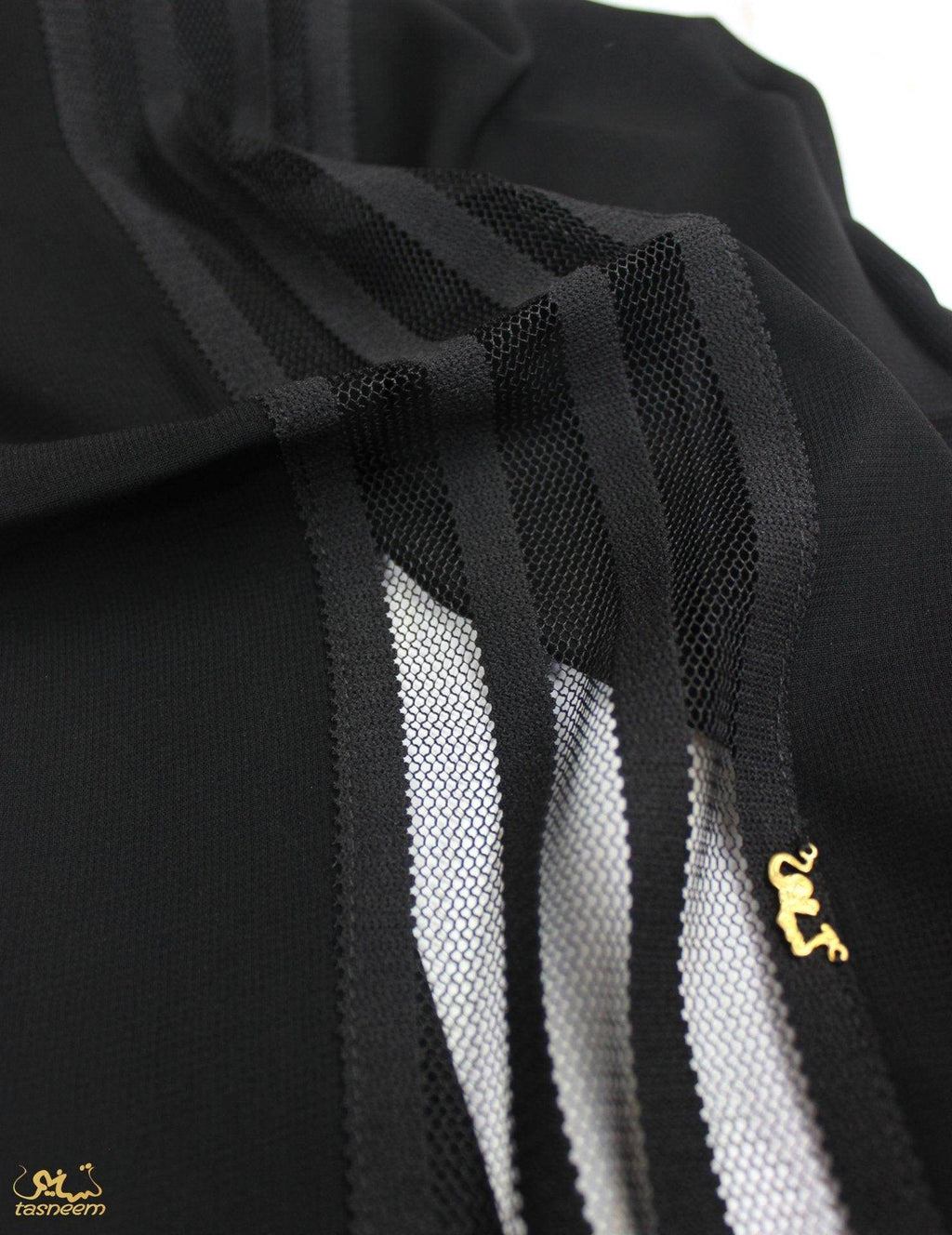 See Through Striped Lace Hijab - fusionstore.ae