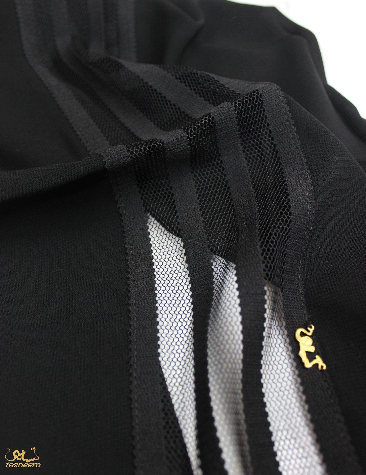 See Through Striped Lace Hijab - fusionstore.ae