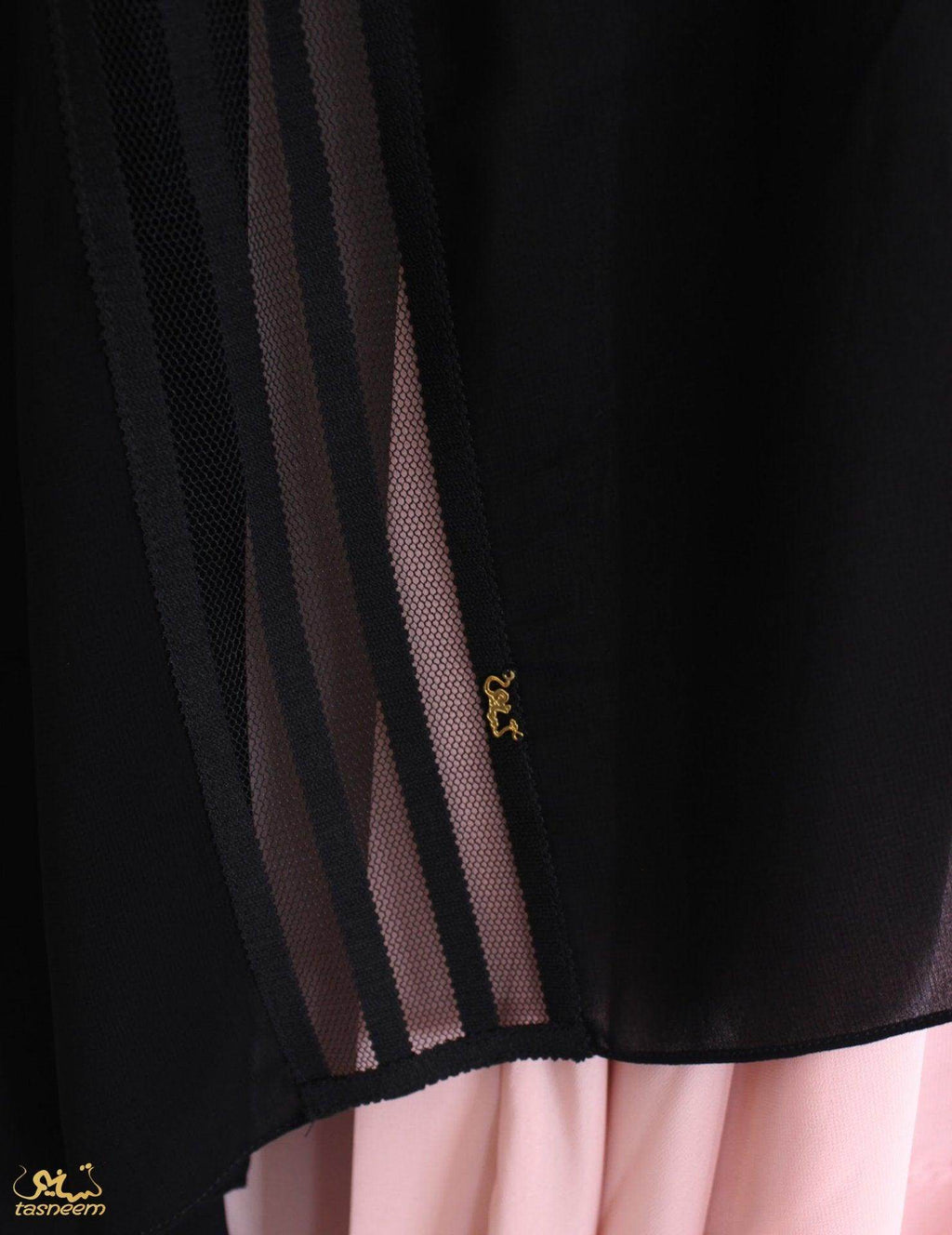 See Through Striped Lace Hijab - fusionstore.ae