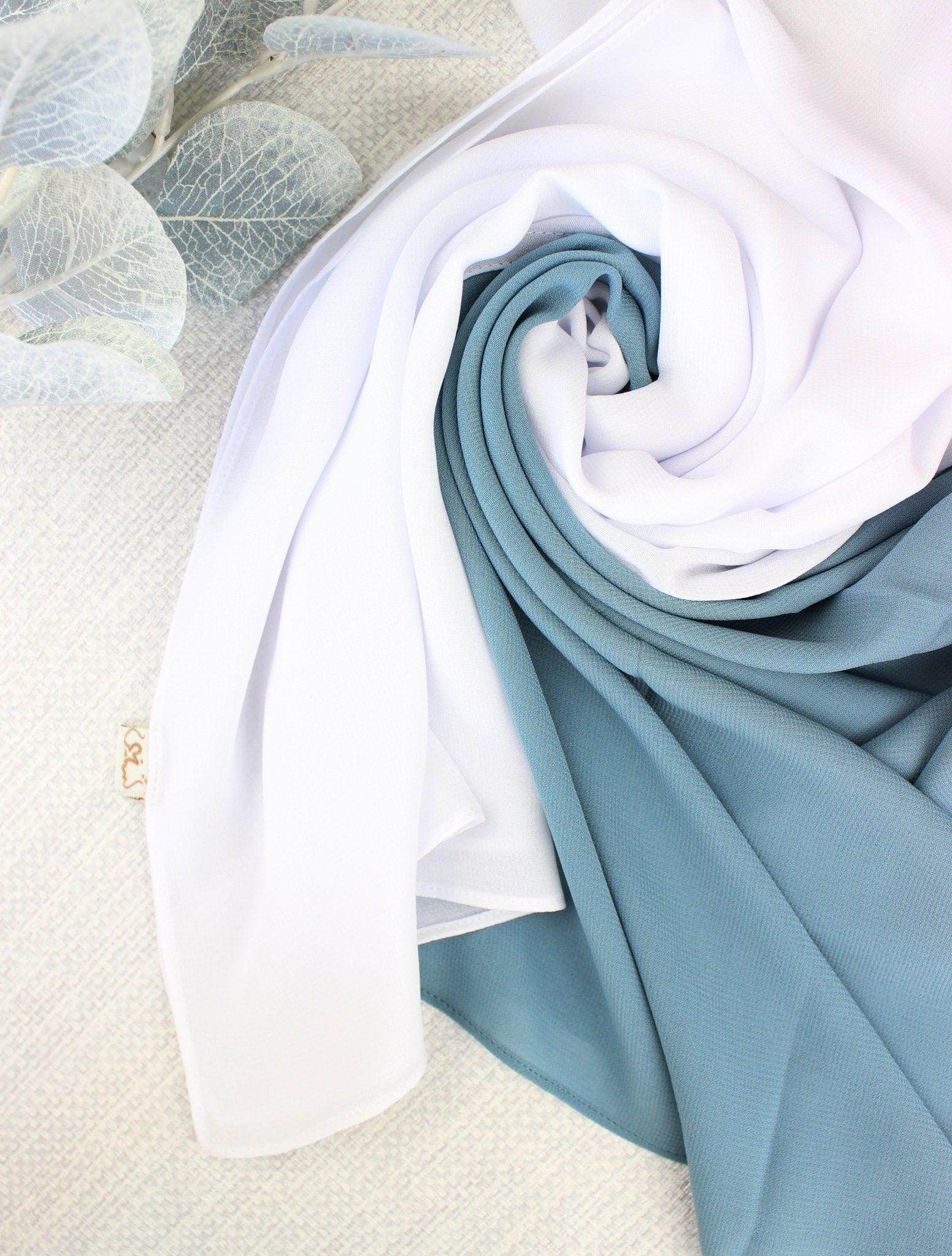 Stone Blue X White Scarf Hijab - fusionstore.ae