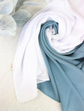 Stone Blue X White Scarf Hijab - fusionstore.ae