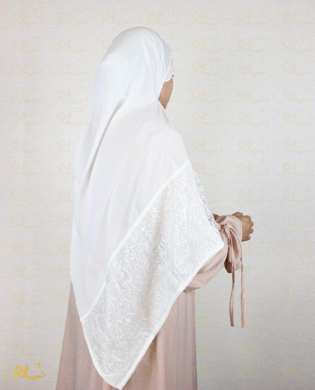 White Branches Scarf Hijab - fusionstore.ae