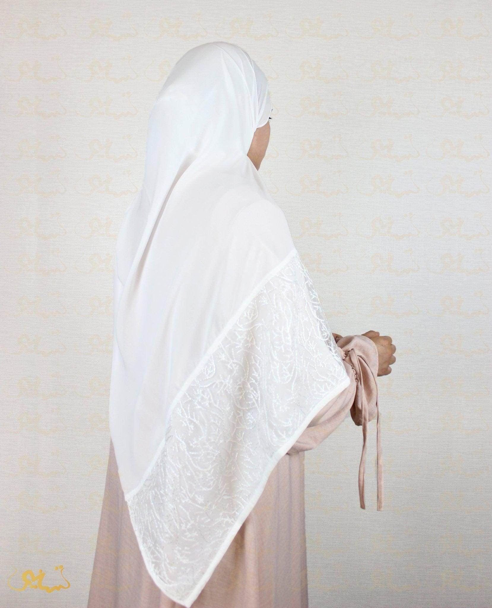 White Branches Scarf Hijab - fusionstore.ae