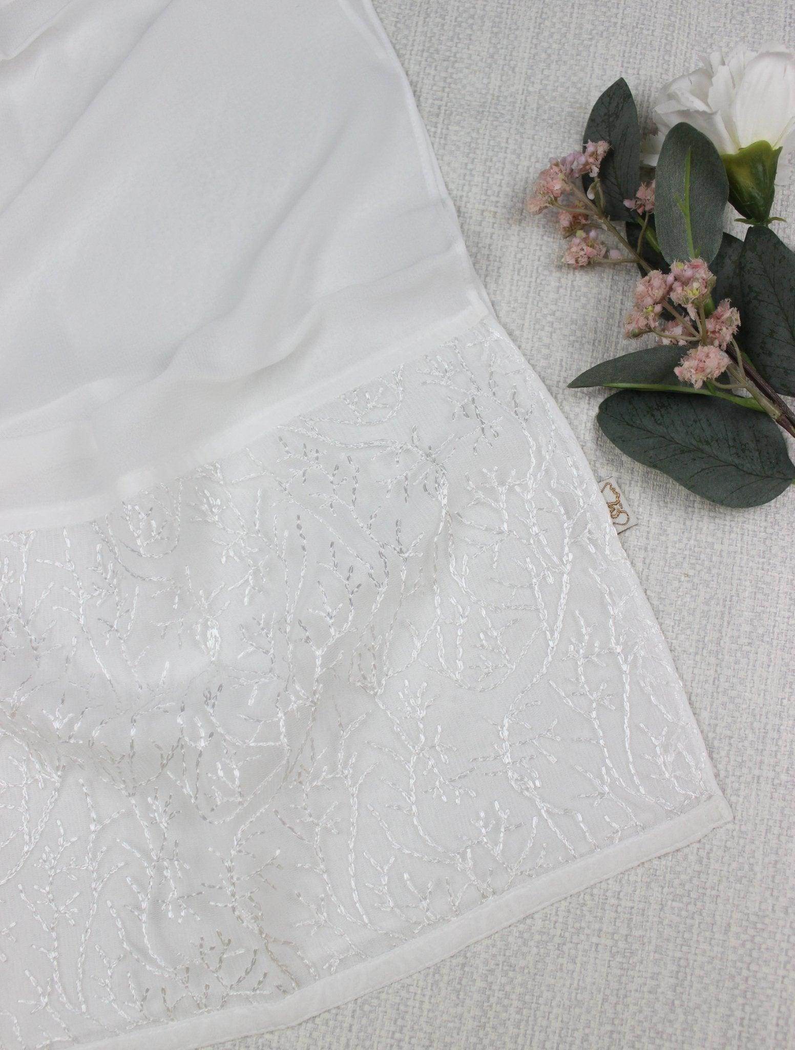 White Branches Scarf Hijab - fusionstore.ae